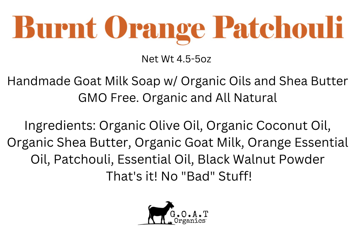 Burnt Patchouli Goat Milk Bar Soap