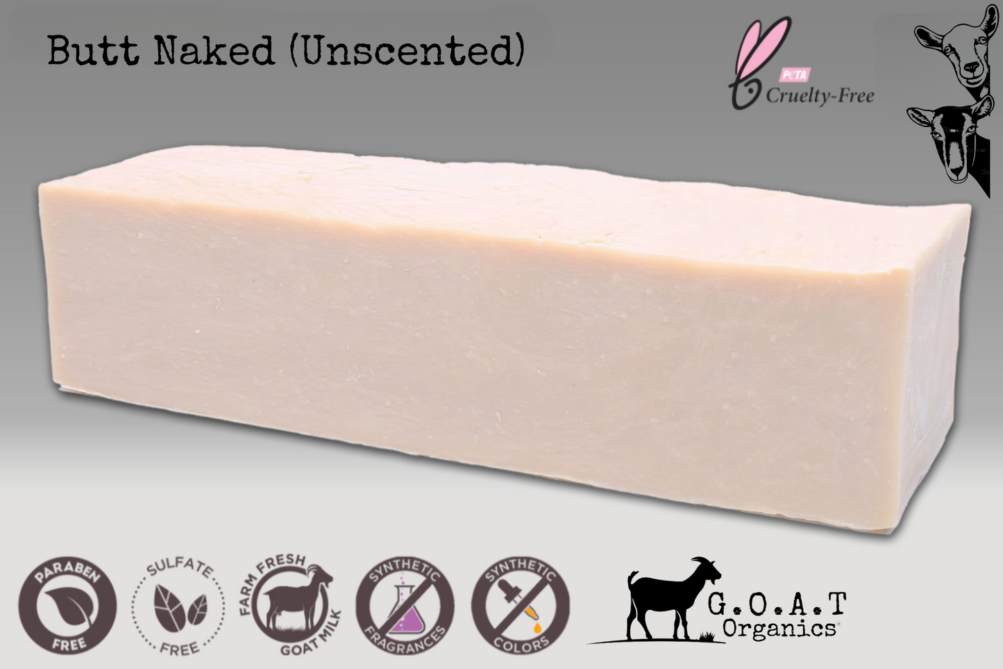 Butt Naked  Goat Milk Bar Soap (Unscented)