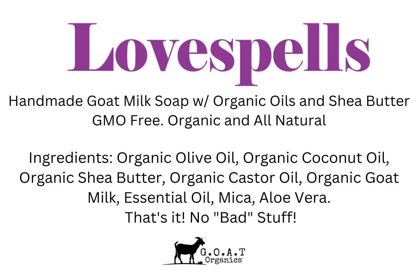LoveSpell Goat Milk Bar Soap