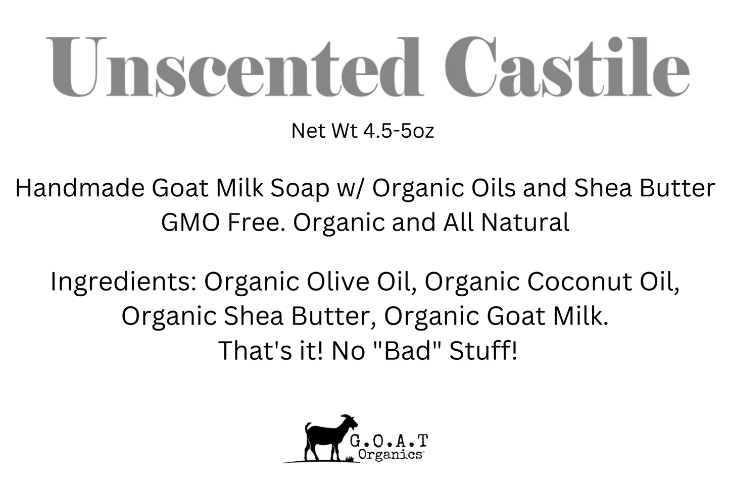 Butt Naked  Goat Milk Bar Soap (Unscented)