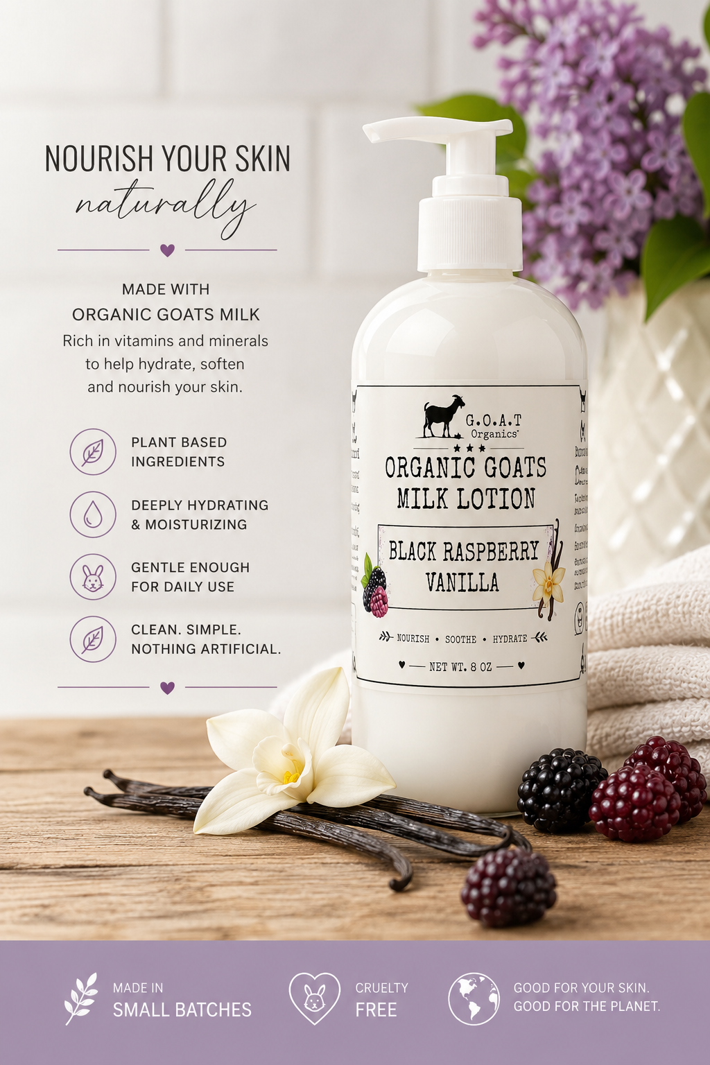 Black Raspberry Vanilla Organic Goat Milk Lotion
