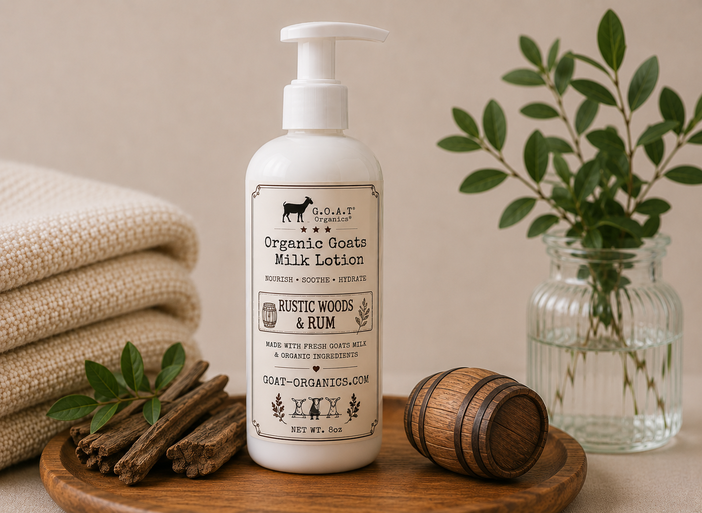 Rustic Woods & Rum Organic Goat Milk Lotion