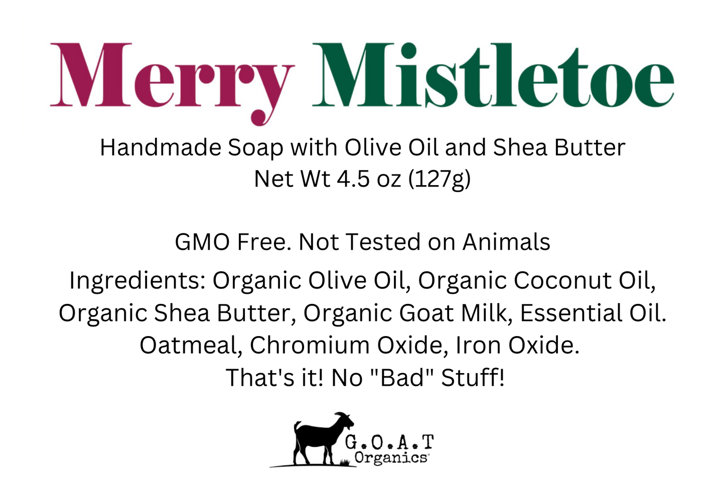 Merry Mistletoe Goat Milk Bar Soap *Limited Edition Holiday Scent*